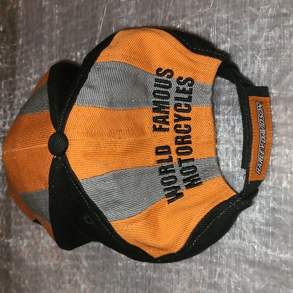 Used Orange/Black Y2K Harley Davidson Baseball Style Hat - Picture 2 of 6